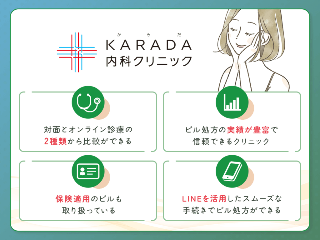KARADA内科クリニックの低用量ピル・超低用量ピル処方おすすめプラン詳細
